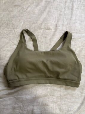 Athleta Olive Ribbed Sports Bralette